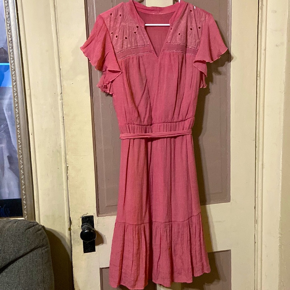 Hand dyed pink dress.